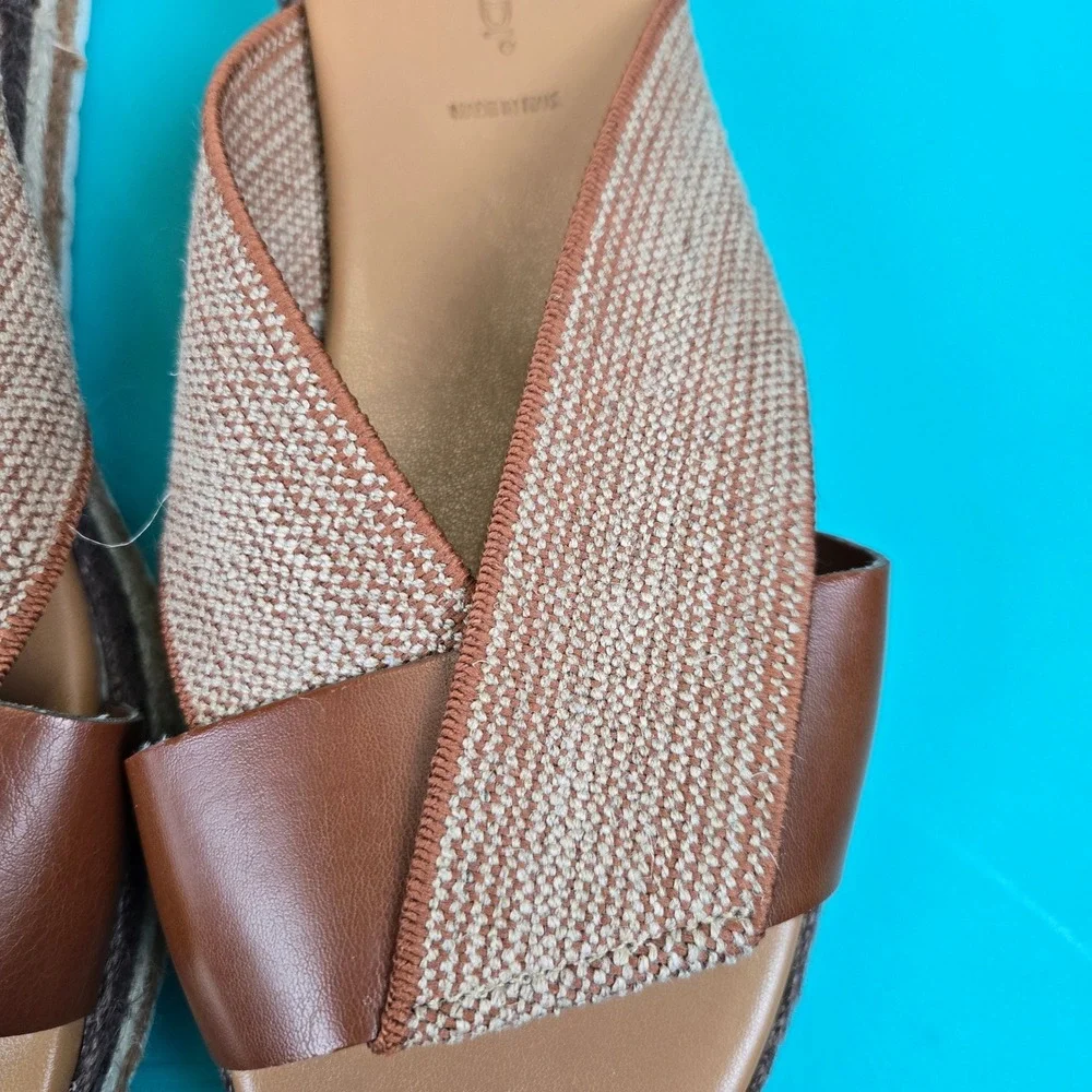 NR Rapisardi Firenze Espadrille Platform Sandals Women Tan Leather EU 41 US 10.5
